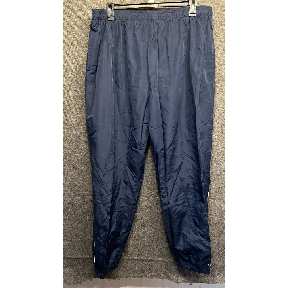Reebok Mens Track Pants 2XL Navy Blue Athletic Jogger Windbreaker Pants Zips